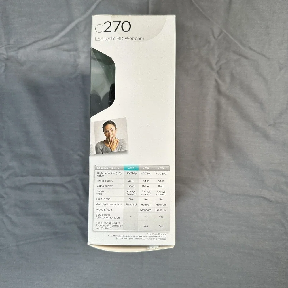 Logitech C270 HD Webcam Black 720p‎ Widescreen Video Calling Built-In Mic Sealed